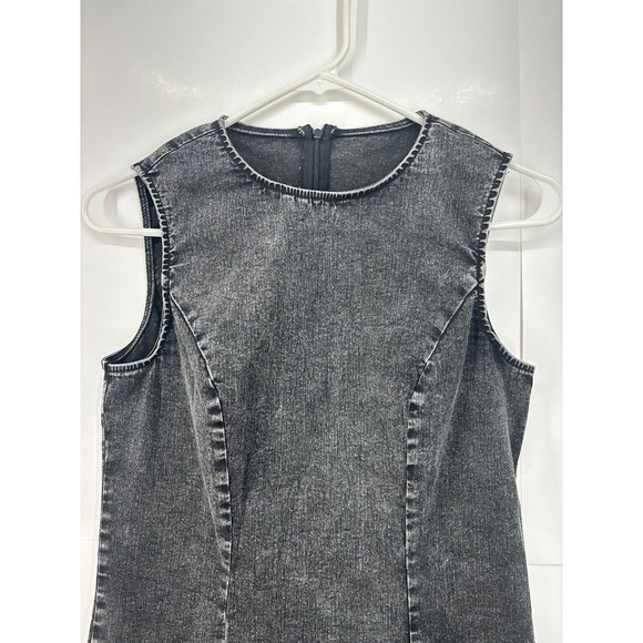 Black Distresses Denim Jean Dress (XS) W/Stretch 80s-90s style - Picture 3 of 7